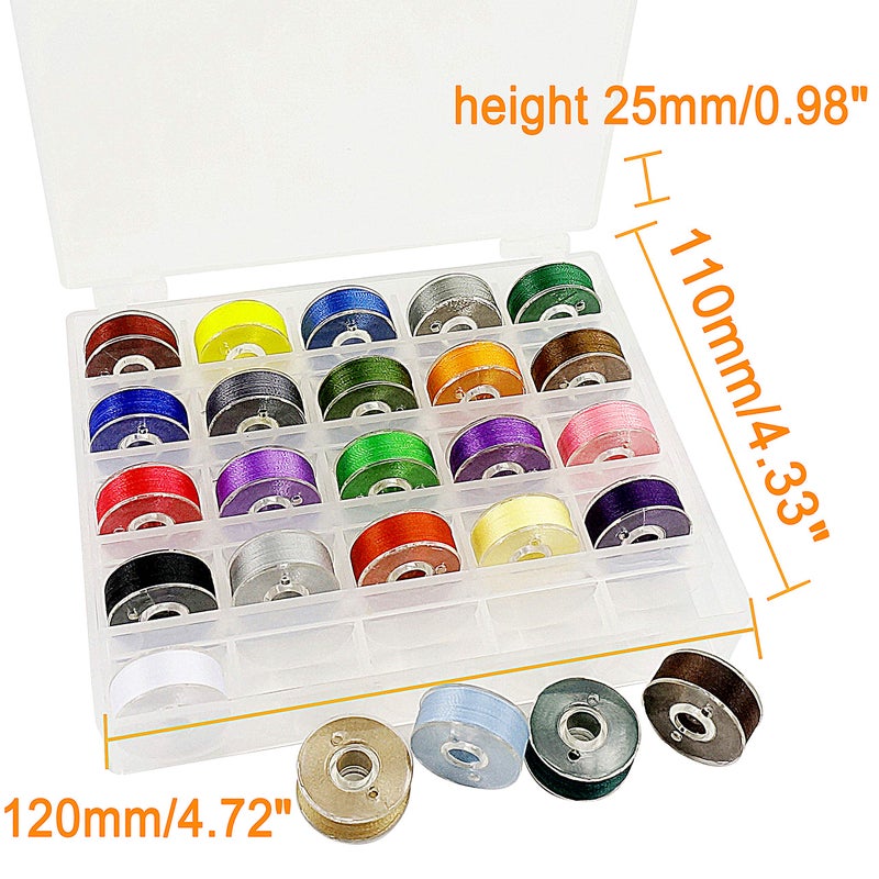 New brothread 25pcs Type L (SA155) Size Assorted Colors Prewound Bobbin Thread Plastic Side for Commercial & Home Embroidery and Sewing Machines - 60 Weight - Image 2